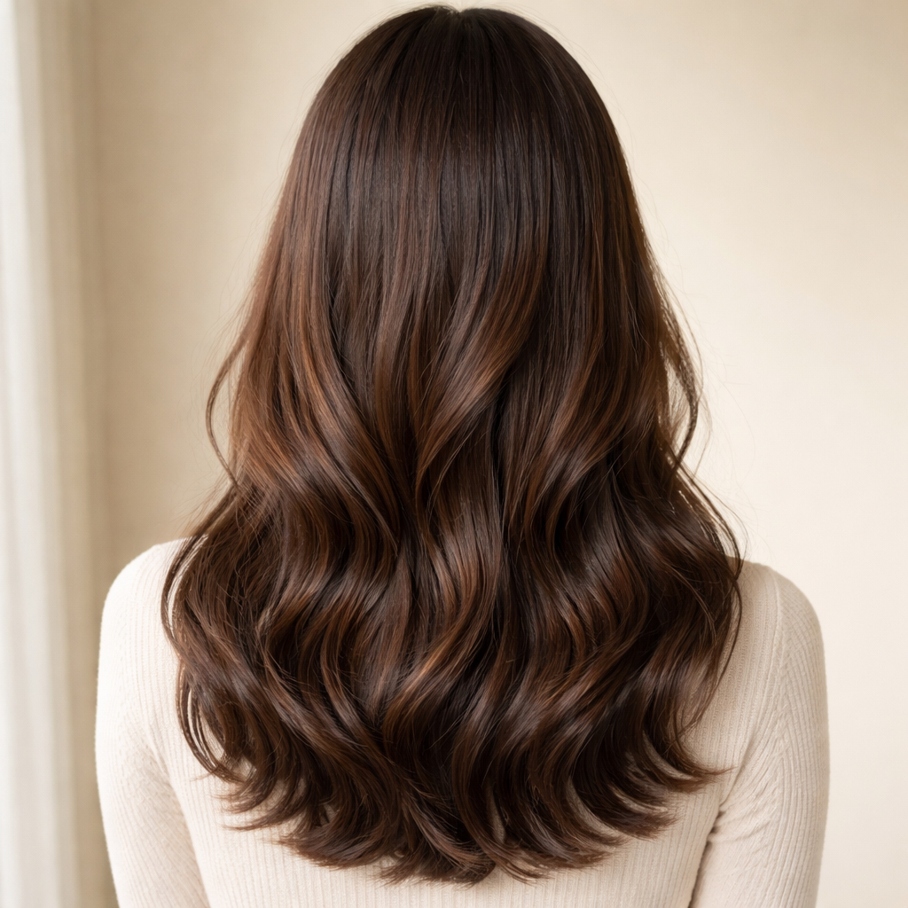 Rich brunette with caramel lowlights